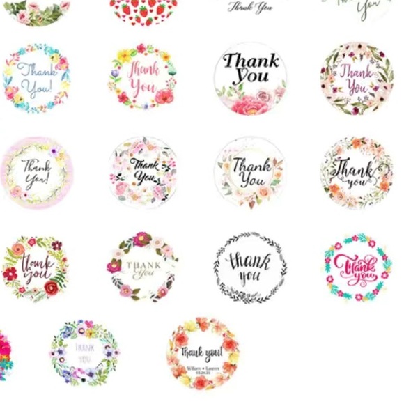 50 Thank You Stickers Vinyl Waterproof X-Large PRICE IS FIRM ( Size 2 1/4” ) - Picture 7 of 7
